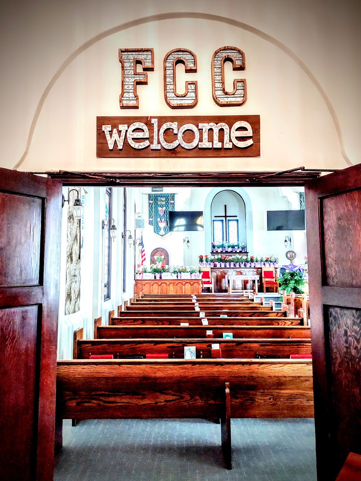FCC Ashland congregation in the sanctuary